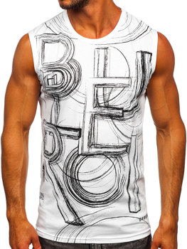 Bílé pánské tílko s potiskem tank top Bolf 14818