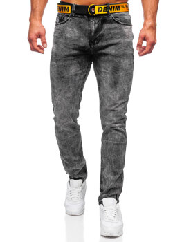 Černé pánské džíny skinny fit s paskem Bolf R61104S1