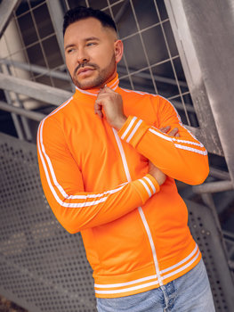 Oranžová pánská mikina na zip se stojáčkovým límcem retro style Bolf 11113A