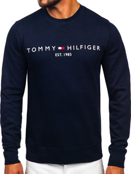 Tmavě modrá pánská mikina bez kapuce s potiskem Tommy Hilfiger MW0MW11596