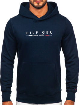 Tmavě modrá pánská mikina s kapucí a potiskem anorak Tommy Hilfiger MW0MW29301