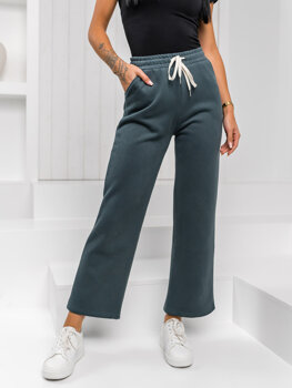 Zelené dámské tepláky wide leg Bolf W5213