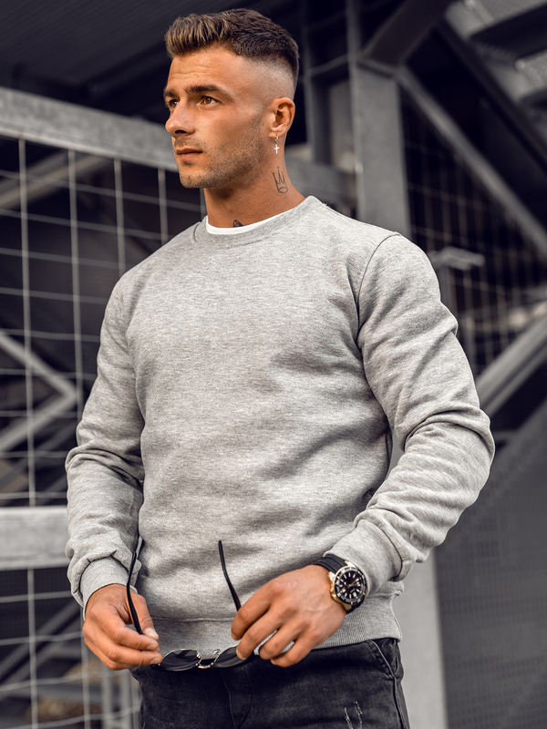 Šedá pánská mikina bez kapuce Bolf 2001A