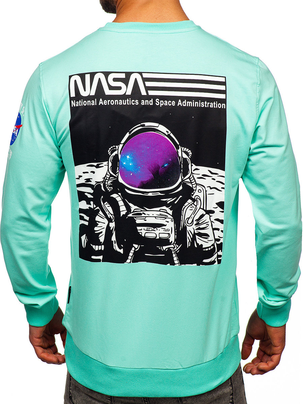 Mintová pánská mikina bez kapuce Bolf 2001