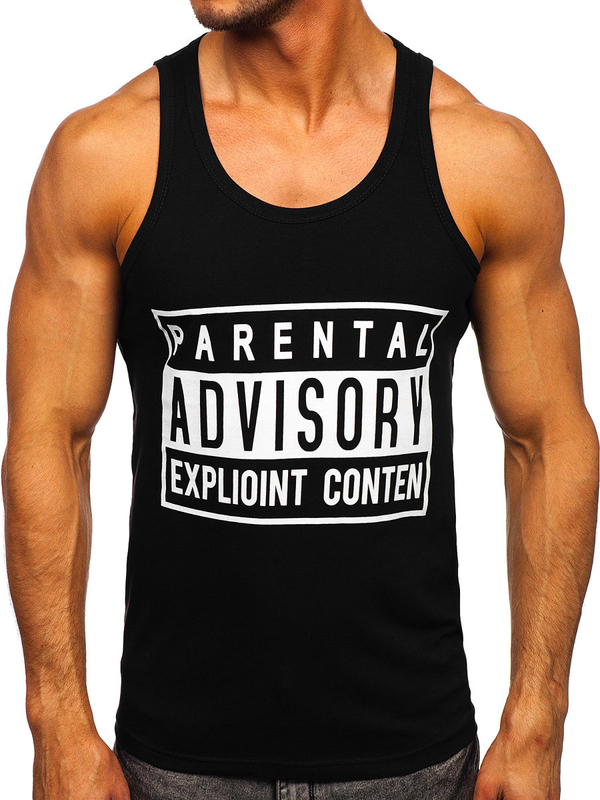 Černé pánské tílko s potiskem tank top Bolf 14855