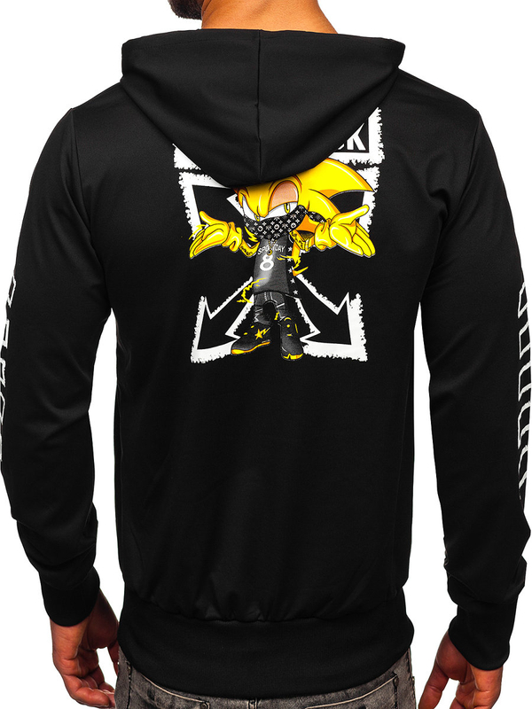 Černá pánská mikina s kapucí a potiskem Bolf HM611