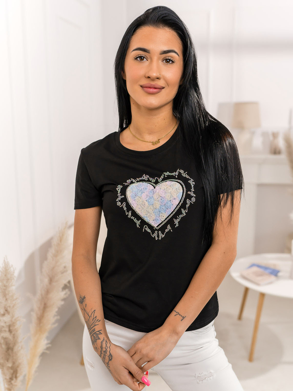 Černé dámské tričko s aplikacií Bolf 95T2510