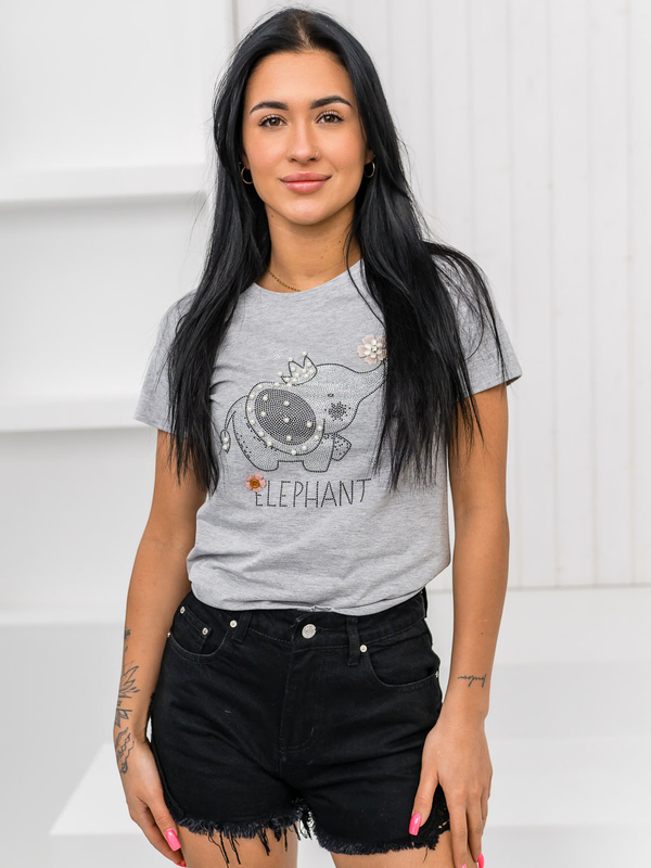 Šedé dámské tričko s aplikacií Bolf 96T625