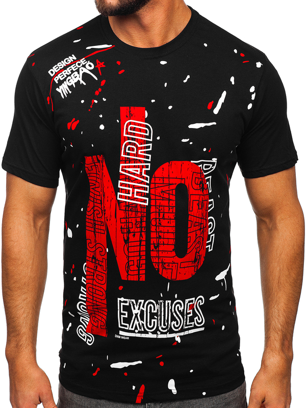 Černé pánské tričko s potiskem Bolf JS1856