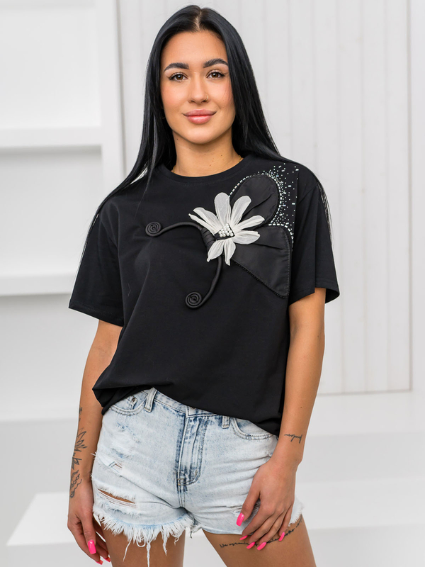 Černé dámské tričko s aplikacií Bolf 96T633