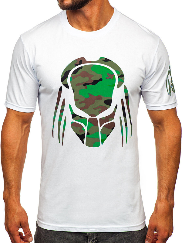 Bílé pánské bavlněné tričko s potiskem Bolf 192379