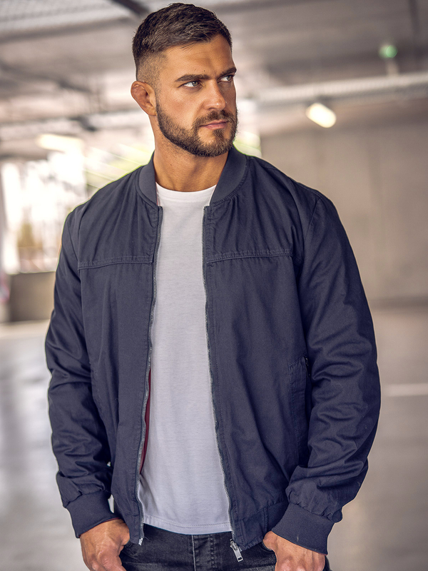 Tmavě modrá pánská oboustranná přechodná bomber bunda Bolf 84M3005A