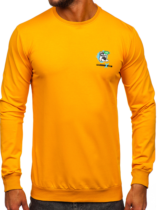 Oranžová pánská mikina bez kapuce s potiskem Bolf 8744