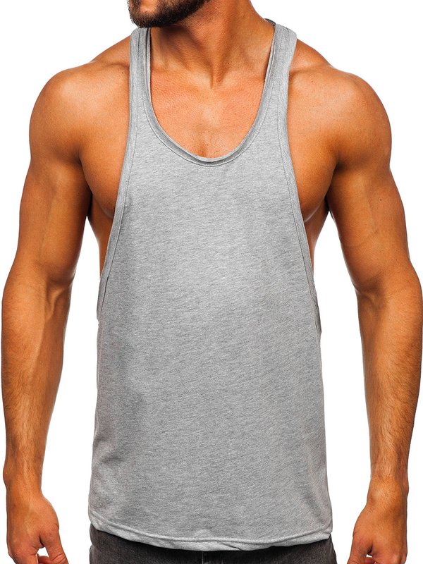 Šedé pánské tank top tílko boxerského střihu bez potisku Bolf 1245