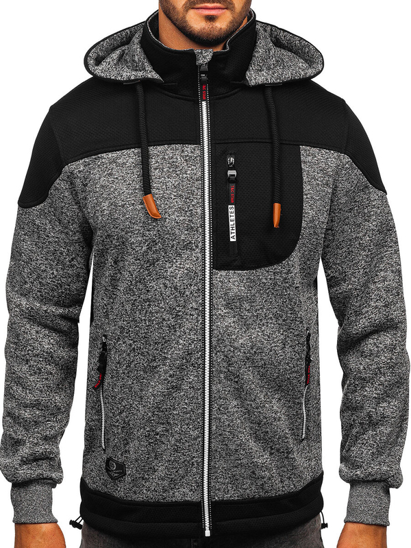 Antracitová pánská mikino-bunda s kapucí Bolf TC1268